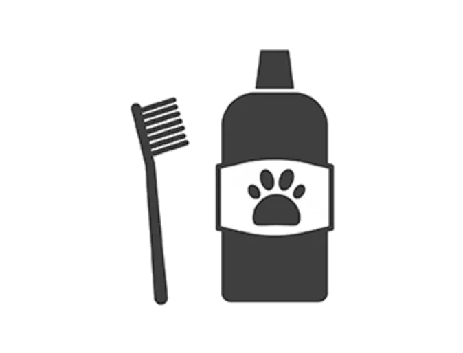 Toothbrush with Bottle with paw print on it